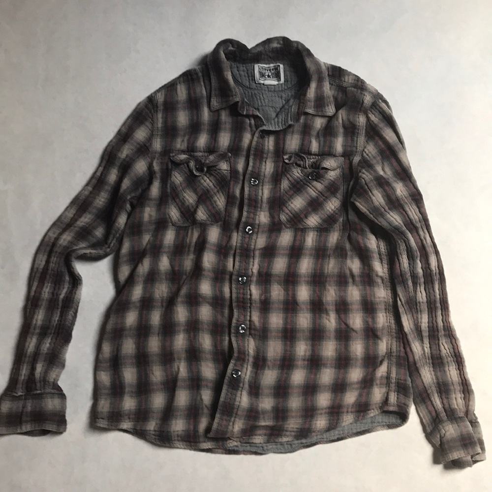 Converse One Star plaid cotton long sleeve shirt